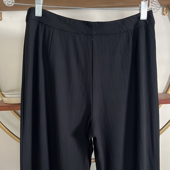 Donna Karan High Rise Slim Wide Leg Wool Blend Black Pinstriped Trousers 4 - Picture 5 of 10